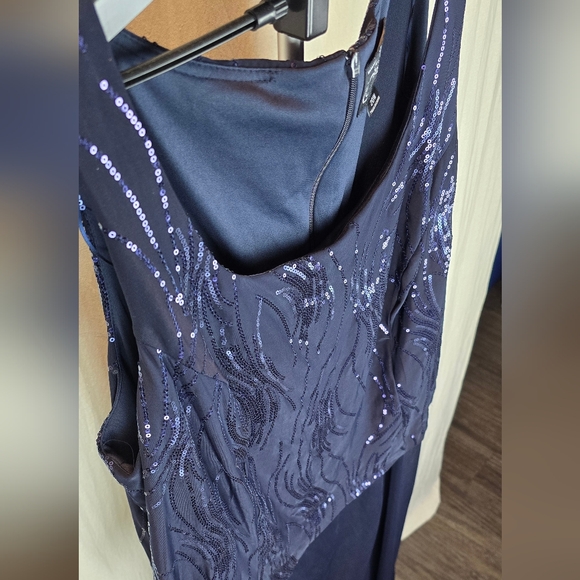 Alex Evenings Plus Tea-Length Firework Sequin Dress Size 20 W NWT Navy Blue - Picture 11 of 12